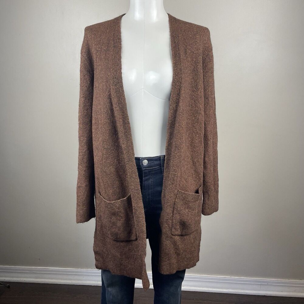 Madewell Size Small Cozy Fall Brown Open Cardigan Open Wool Alpaca Blend